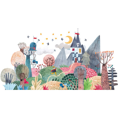 Papier peint panoramique Enfants - Village - 390 cm x 195 cm (1/2)