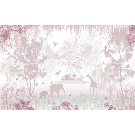 Papier peint panoramique Enfants - Animaux de la Jungle - 130 cm x 81 cm