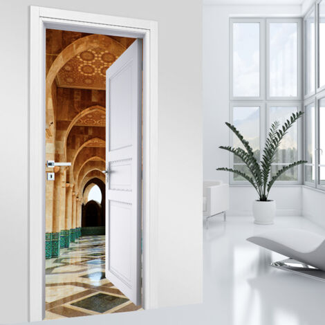 Stickers pour porte - Couloir Mosquée Hassan II - 63 x 205 cm - Adhésif MAT (1/2)