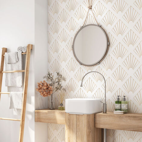 Crédence adhésive salle de bain - Motif Oriental - 50x50 cm - Adhésif + Protection MATE (1/4)