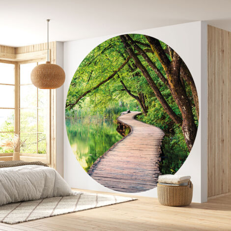Papier peint rond / cercle - Ponton - Diamètre 60 cm (1/4)