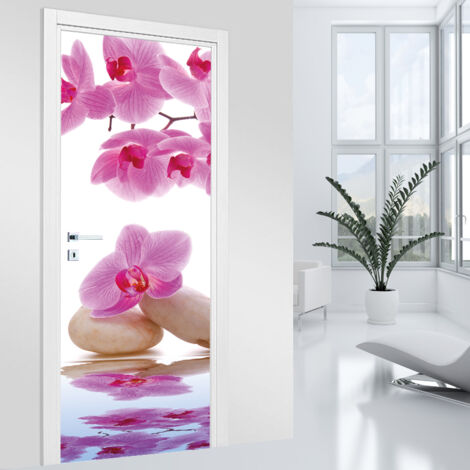 Stickers pour porte - Orchidée - 73 x 205 cm - Adhésif MAT (1/2)