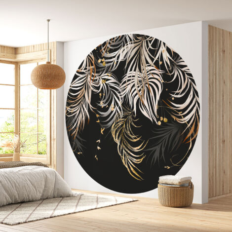 Papier peint rond / cercle - Motif botanique - Diamètre 60 cm (1/4)
