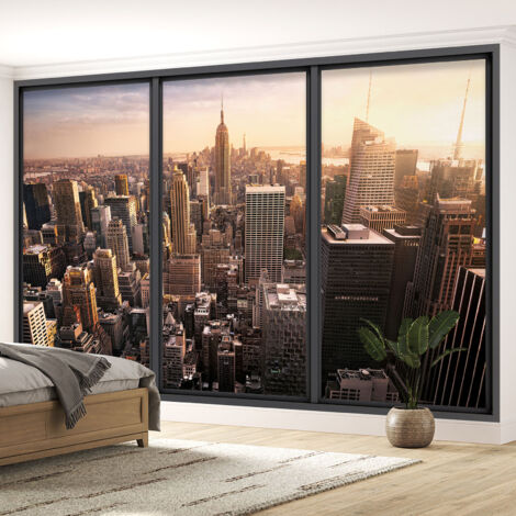 Papier peint panoramique Trompe l'oeil baie vitrée - New york - 130 cm x 78 cm (1/5)