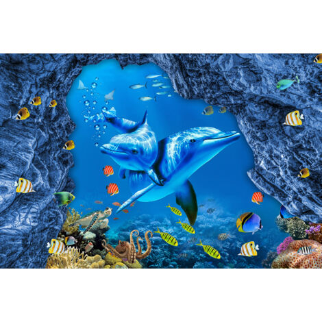Papier peint panoramique Enfants - Dauphins - 325 cm x 217 cm (1/2)