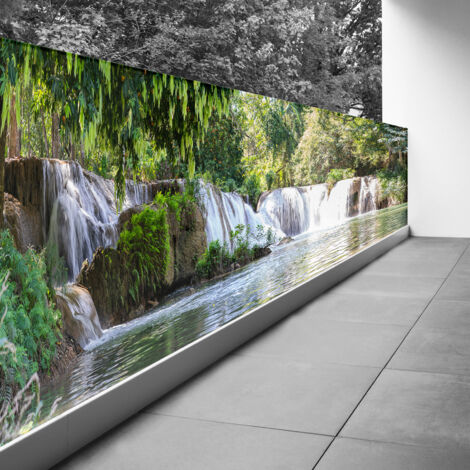 Brise vue Trompe l'oeil - 100x325 cm - Cascades - Recto Imprimé / Verso BlancBâche Pleine - 100% d'occultation (1/3)