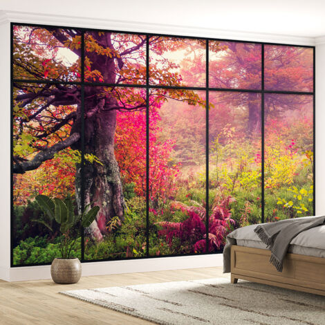 Papier peint panoramique Trompe l'oeil Verrière - Forêt - 340 cm x 215 cm (1/5)