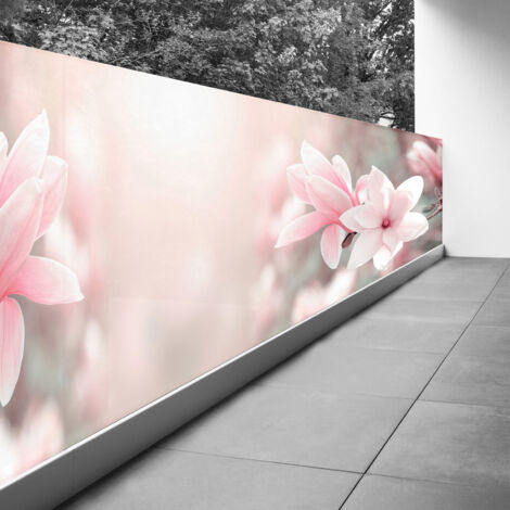 Brise vue Trompe l'oeil - 90x337 cm - Fleurs - Recto Imprimé / Verso BlancBâche Pleine - 100% d'occultation (1/3)