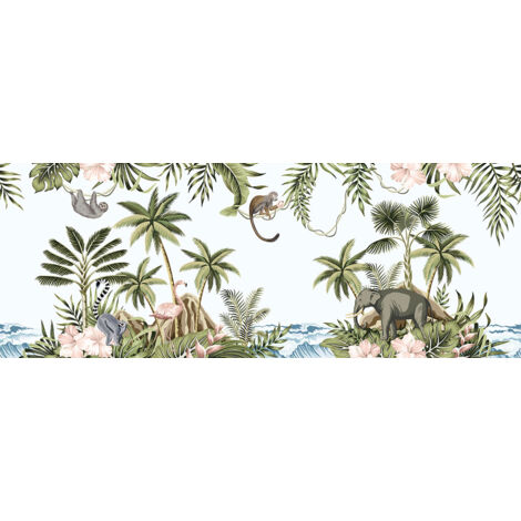 Papier peint panoramique Enfants - Animaux de la Jungle - 130 cm x 49 cm (1/2)