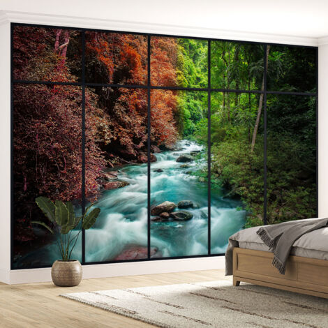 Papier peint panoramique Trompe l'oeil Verrière - Rivière - 130 cm x 82 cm (1/5)