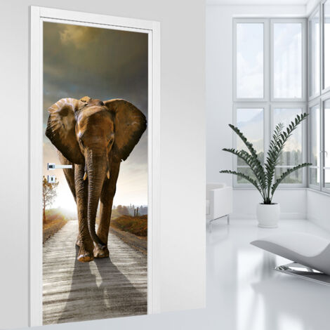 Stickers pour porte - Éléphant - 63 x 205 cm - Adhésif MAT (1/2)