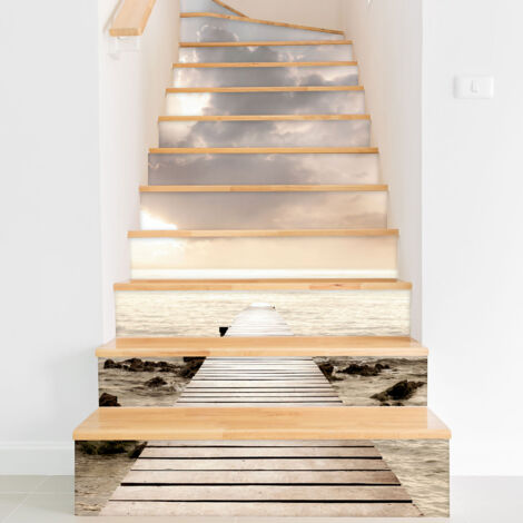 Stickers contremarches escalier - Ponton - 100 cm x 150 cm - Adhésif BRILLANT (1/2)