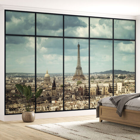 Papier peint panoramique Trompe l'oeil Verrière - Paris tour eiffel - 130 cm x 82 cm (1/5)