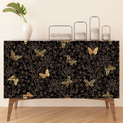 Stickers meuble - Fleurs Papillons - 20 x 40 cm - Adhésif MAT (1/3)