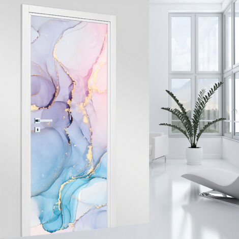 Stickers pour porte - Effet marbré - 73 x 205 cm - Adhésif MAT (1/2)