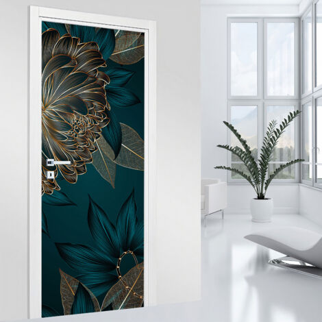 Stickers pour porte - Fleurs - 63 x 205 cm - Adhésif MAT (1/2)