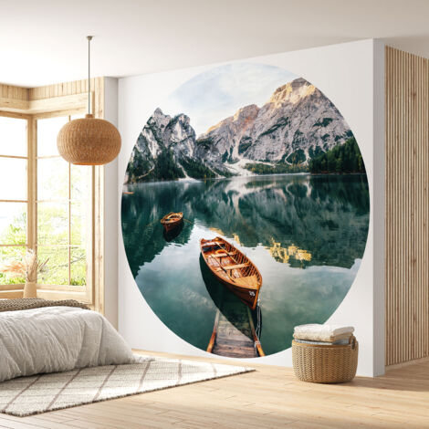 Papier peint rond / cercle - Montagnes Lac - Diamètre 40 cm (1/4)