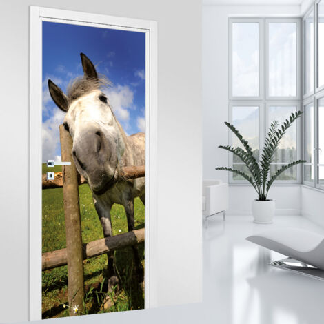 Stickers pour porte - Cheval - 73 x 205 cm - Adhésif MAT (1/2)