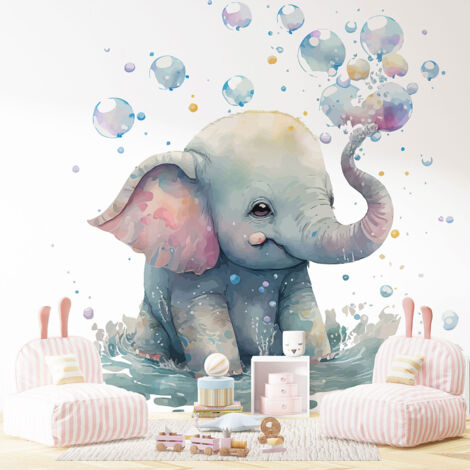 Papier peint panoramique Enfants - Éléphant - 390 cm x 251 cm (1/4)