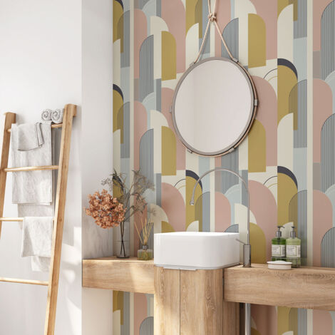 Crédence adhésive salle de bain - Arches design - 60x60 cm - Adhésif BRILLANT (1/4)