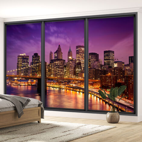 Papier peint panoramique Trompe l'oeil baie vitrée - New york - 130 cm x 78 cm (1/5)
