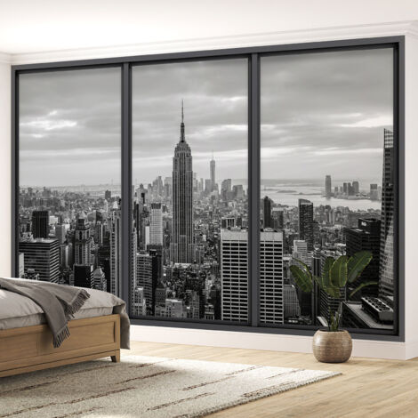Papier peint panoramique Trompe l'oeil baie vitrée - New york - 130 cm x 78 cm (1/5)