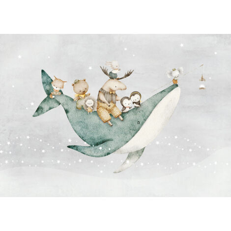 Papier peint panoramique Enfants - Baleine Animaux - 325 cm x 230 cm (1/2)