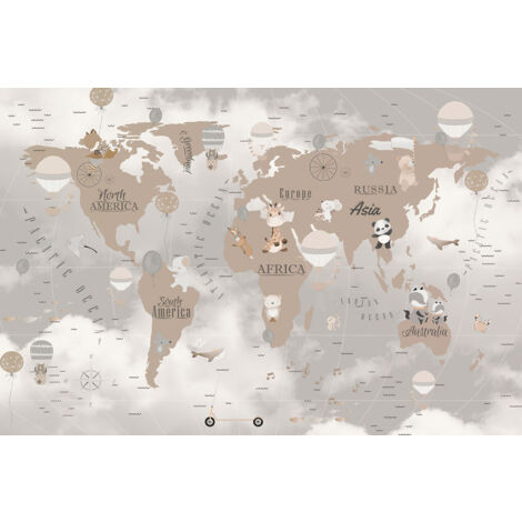 Papier peint panoramique Enfants - Carte du Monde - 390 cm x 260 cm (1/2)