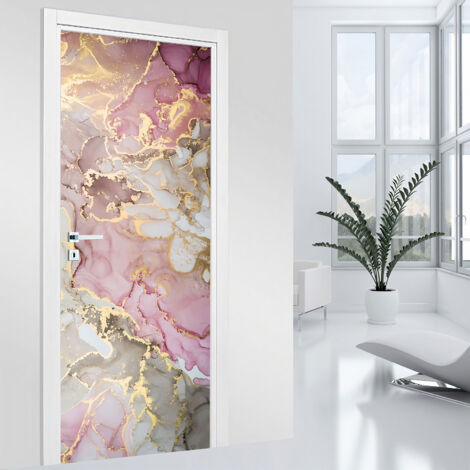 Stickers pour porte - Effet marbré - 73 x 205 cm - Adhésif MAT (1/2)