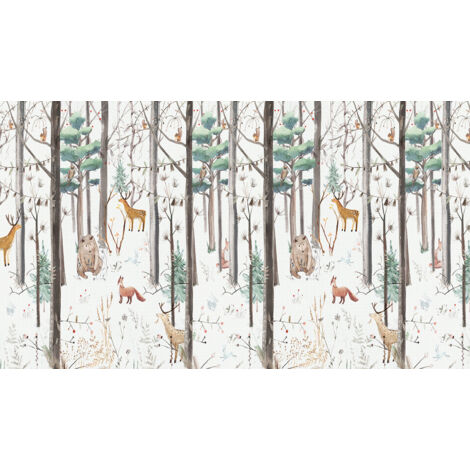 Papier peint panoramique Enfants - Animaux de la Forêt - 130 cm x 74 cm (1/2)