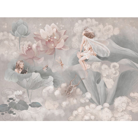 Papier peint panoramique Enfants - Fées Fleurs - 130 cm x 98 cm (1/2)