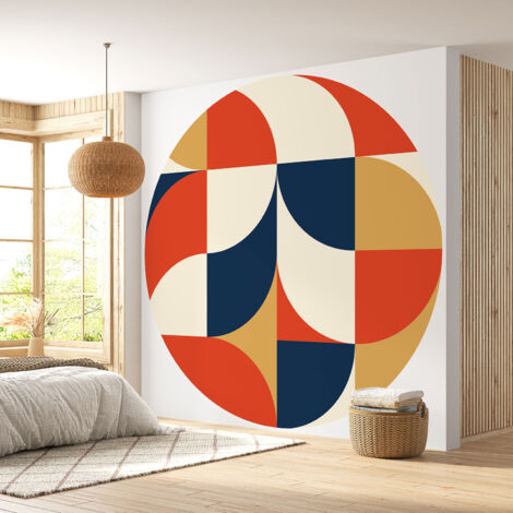 Papier peint rond / cercle - Motif géométrique - Diamètre 250 cm en 4 Parties (1/4)