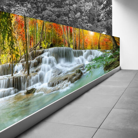 Brise vue Trompe l'oeil - 120x300 cm - Cascades - Recto Imprimé / Verso BlancBâche Micro Perforée - 80% d'occultation (1/3)