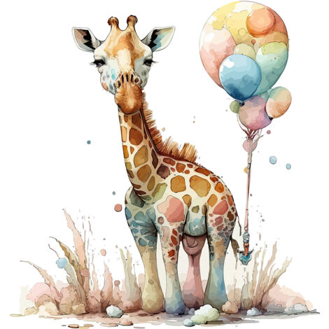 Papier peint panoramique Enfants - Girafe Ballon - 195 cm x 125 cm (1/2)