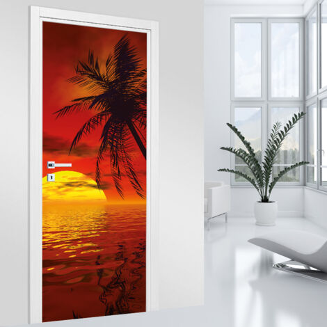 Stickers pour porte - Couché de soleil - 63 x 205 cm - Adhésif MAT (1/2)