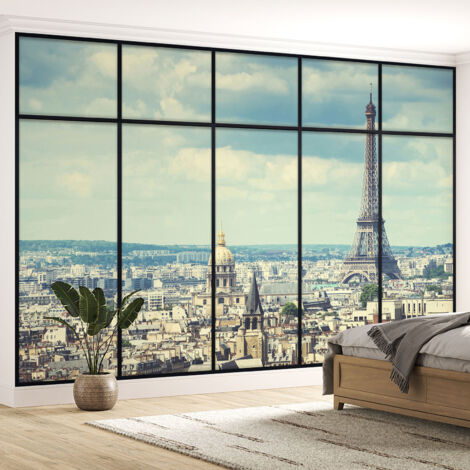 Papier peint panoramique Trompe l'oeil Verrière - Paris tour eiffel - 130 cm x 82 cm (1/5)