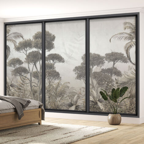 Papier peint panoramique Trompe l'oeil baie vitrée - Jungle - 390 cm x 234 cm (1/5)