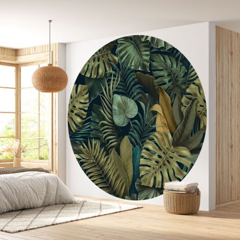 Papier peint rond / cercle - Motif botanique - Diamètre 50 cm (1/4)