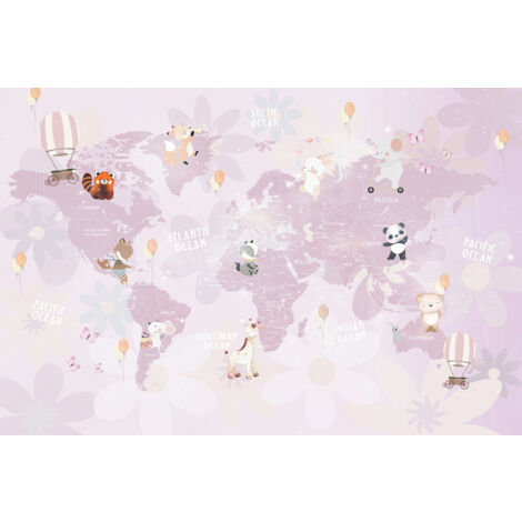 Papier peint panoramique Enfants - Carte du Monde - 390 cm x 260 cm (1/2)