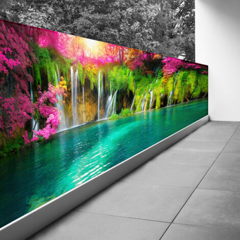Brise vue Trompe l'oeil - 90x225 cm - Cascades - Recto Imprimé / Verso BlancBâche Micro Perforée - 80% d'occultation (1/3)