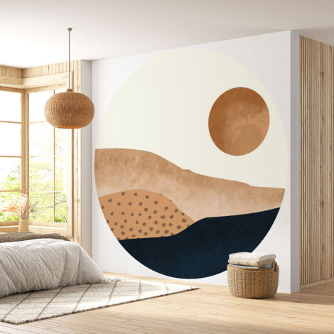 Papier peint rond / cercle - Paysage Abstrait - Diamètre 50 cm (1/4)