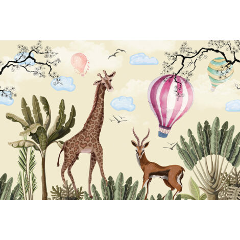 Papier peint Enfants - Animaux Montgolfière - 480 cm x 320 cm (1/2)