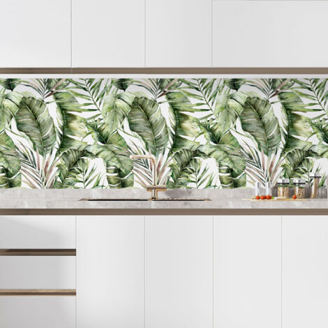 Crédence adhésive cuisine - Fleurs tropicales - 55x55 cm - Adhésif BRILLANT (1/5)