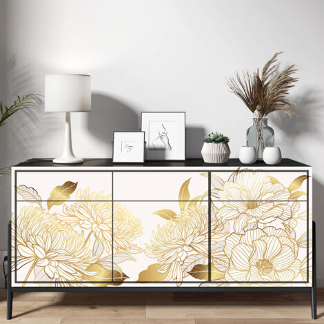 Stickers meuble - Fleurs - 20 x 50 cm - Adhésif BRILLANT (1/3)