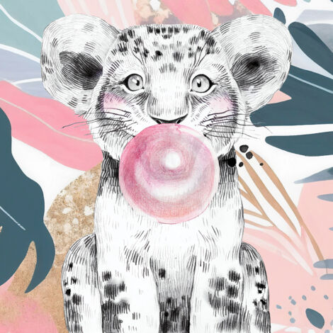 Papier peint panoramique Enfants - Lion bulle - 390 cm x 390 cm (1/2)