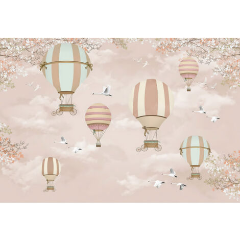 Papier peint panoramique Enfants - Montgolfières - 195 cm x 134 cm (1/2)