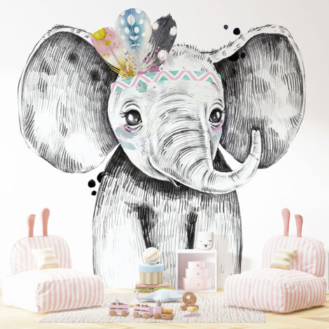 Papier peint panoramique Enfants - Éléphant indien - 130 cm x 84 cm (1/4)
