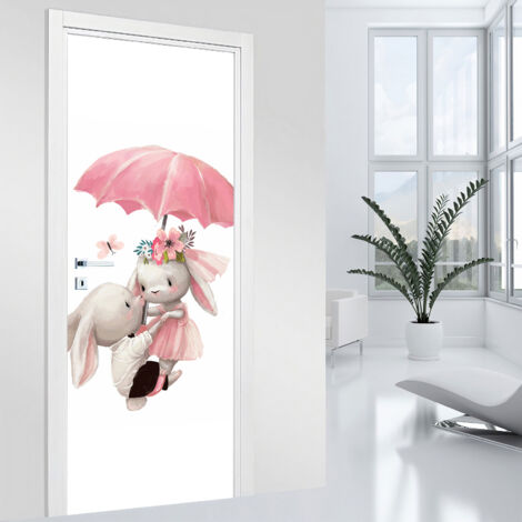 Stickers pour porte Enfants - Lapins - 73 x 205 cm - Adhésif MAT (1/2)