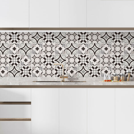 Crédence adhésive cuisine - Effet carreaux de ciment - 60x90 cm - Adhésif MAT (1/5)