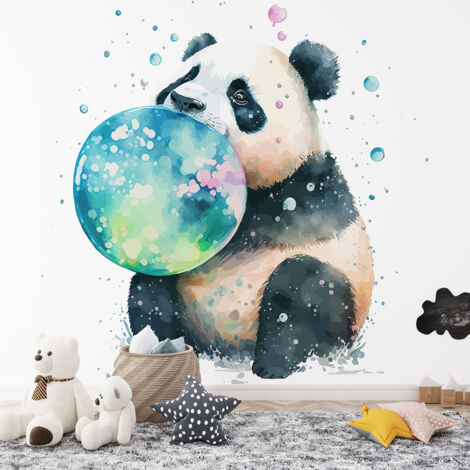 Papier peint panoramique Enfants - Panda Ballons - 130 cm x 84 cm (1/4)
